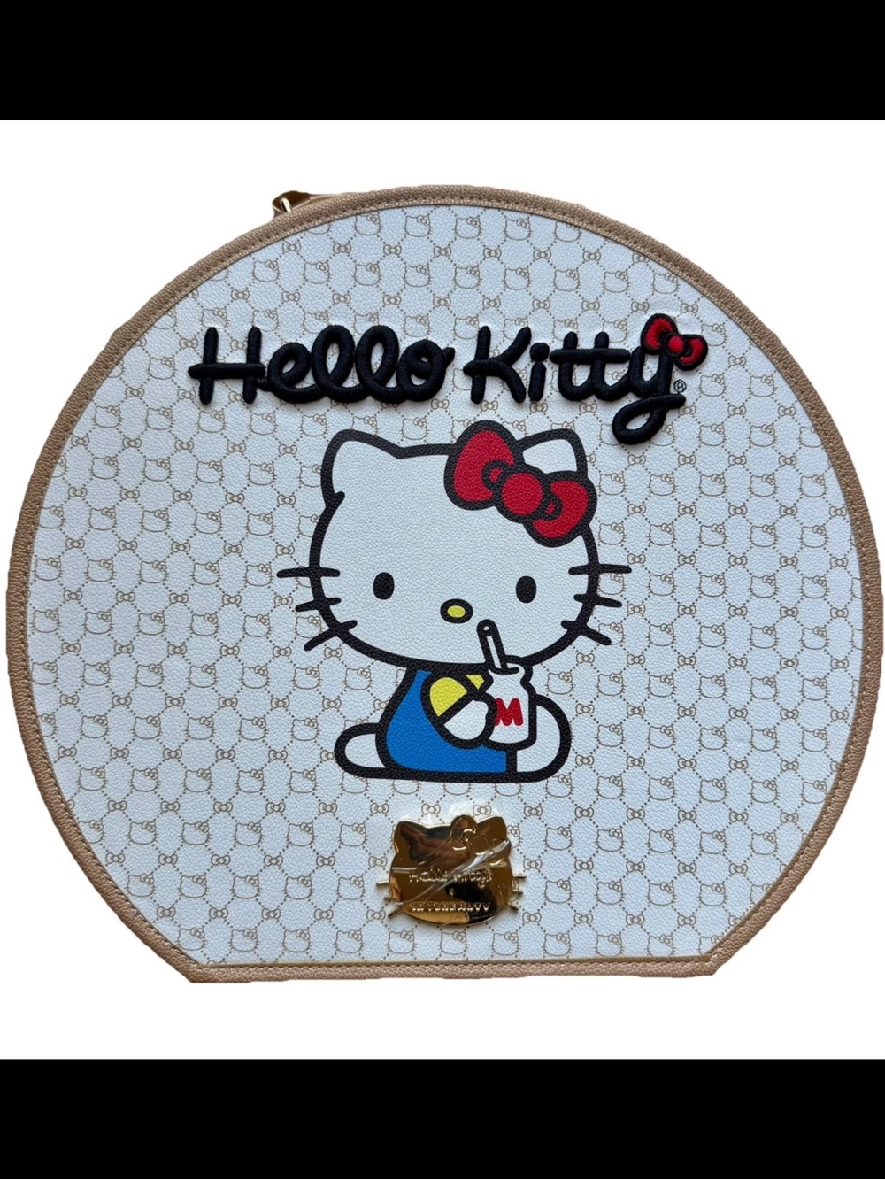Hello Kitty Travel Bag Luxury Embroidery Vegan Leather Weekender Rare NEW
